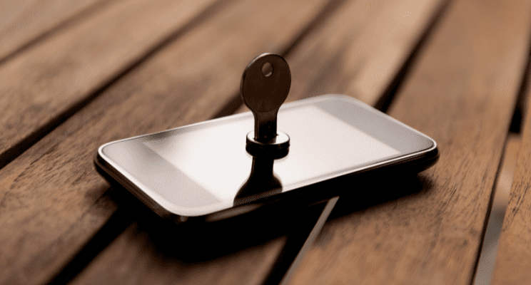 key inserted into a phone